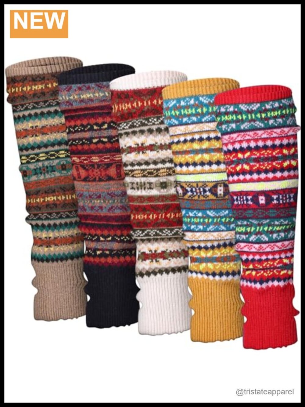 Boho Long Leg Warmers Wool Blend Knit Knee High Winter Socks
